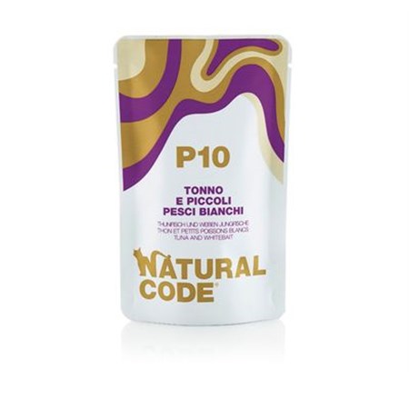 natural code p10 tonno e piccoli pesci bianchi 70 gr per gatti