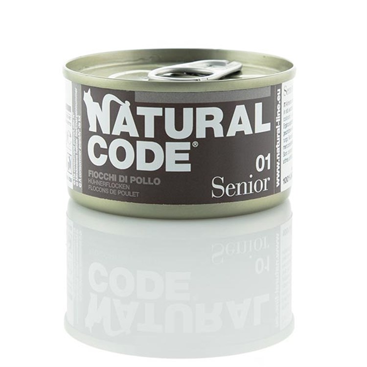 Natural Code Senior 01 Fiocchi di Pollo e Riso 85 gr Per Gatti