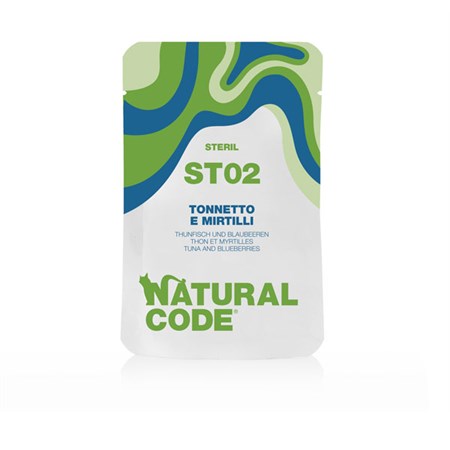 natural code st02 sterilised tonnetto e mirtilli 70 gr per gatti