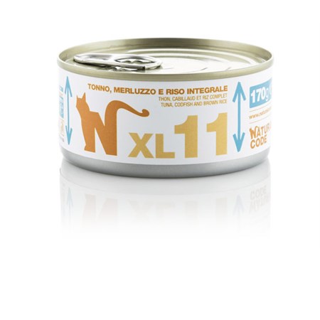 natural code xl 11 tonno merluzzo e riso integrale 170 gr per gatti
