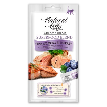natural kitty cremosi tonno salmone e mirtilli 4x12 gr