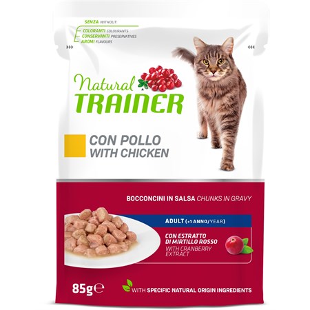 natural trainer adult cat pollo bocconcini in salsa 85 gr busta