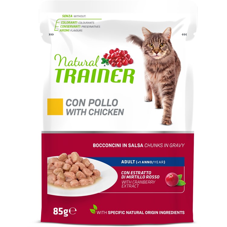 Natural Trainer Adult Cat Pollo Bocconcini in Salsa 85 gr Busta