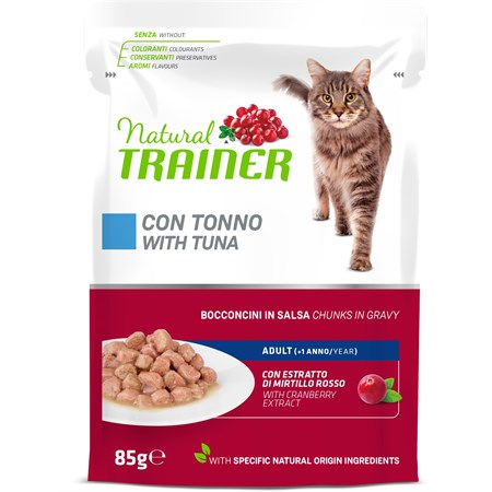 natural trainer adult cat tonno bocconcini in salsa 85 gr busta
