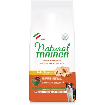 natural trainer adult medium pollo cane kg 12