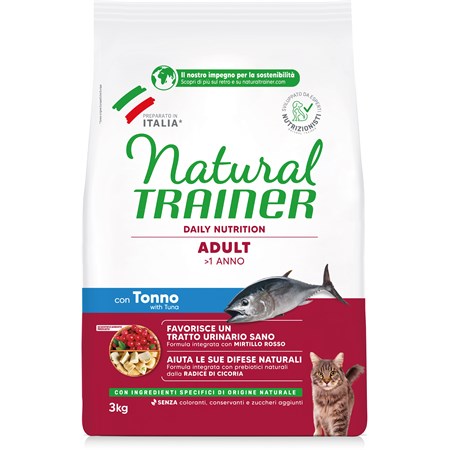 natural trainer adult tonno 3 kg crocchette gatti