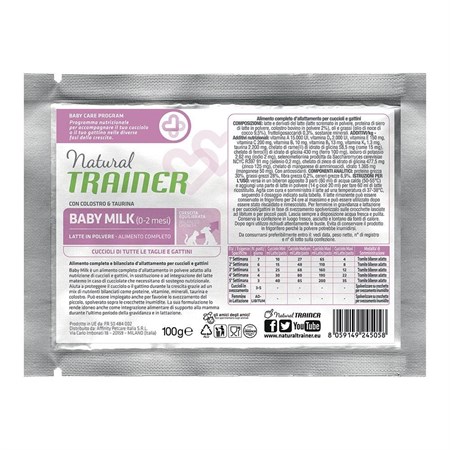 personal trainer baby milk 100 gr latte in polvere per cane e gatto