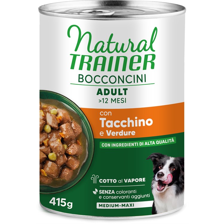 Natural Trainer Bocconcini Medium/Maxi Adult Tacchino 415g