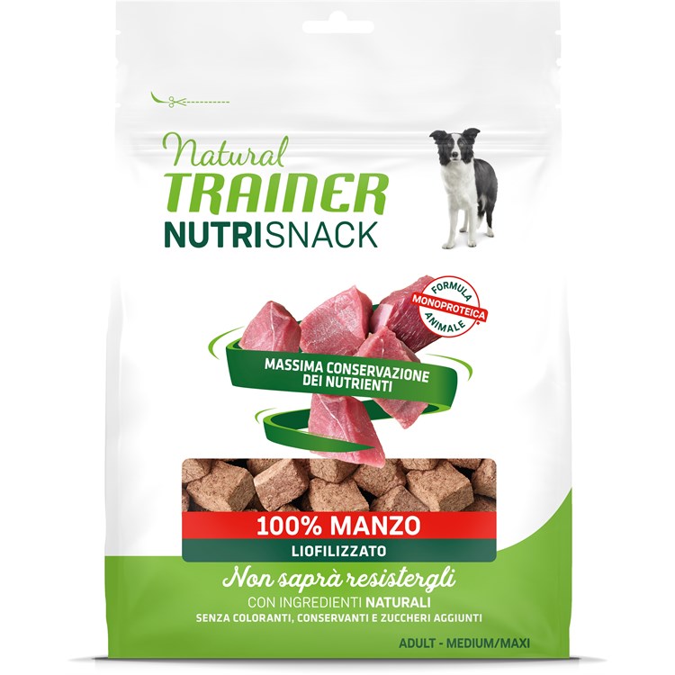 Natural Trainer Dog NutriSnack Medium Maxi Manzo 50 gr Liofilizzato Per Cani