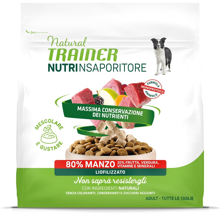 Natural Trainer Dog Snack NutrInsaporitore Manzo 120 gr Liofilizzato Per Cani
