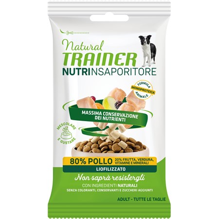 natural trainer dog snack nutrinsaporitore pollo 15 gr liofilizzato per cani