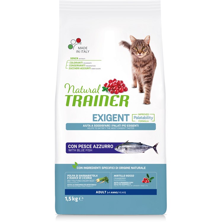 Natural Trainer Exigent Pesce Azzurro 1,5 kg Gatto