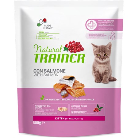 natural trainer kitten con salmone 300 gr per gattini