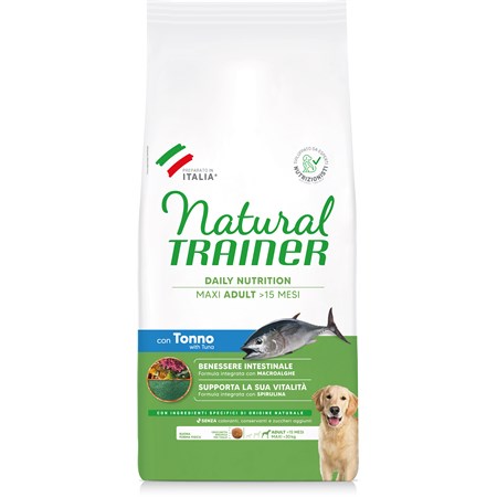 natural trainer maxi adult tonno alga 12 kg per cani