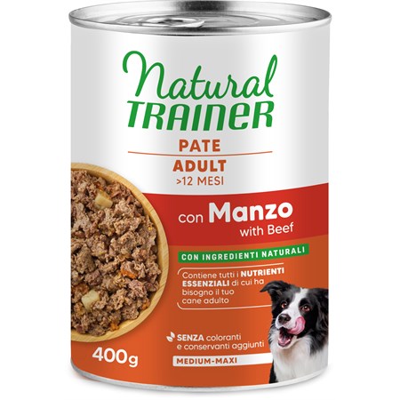natural trainer medium maxi adult manzo 400 gr umido cane