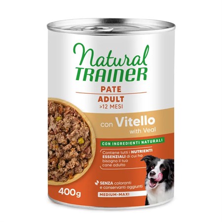 natural trainer medium maxi adult vitello 400 gr umido cane