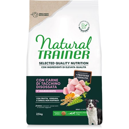 natural trainer selected quality nutrition cane healthy grain mediummaxi tacchino 25kg