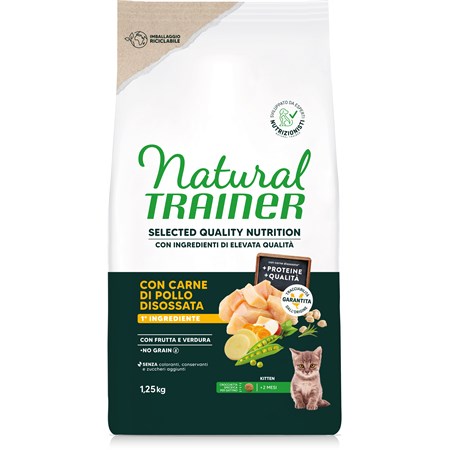 natural trainer selected quality nutrition kitten no grain pollo 125kg