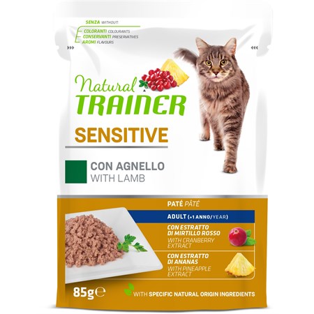 natural trainer sensitive agnello cat bocconcini 85 gr bustina