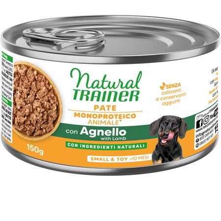 natural trainer sensitive no gluten mini adult agnello 150 gr umido cane