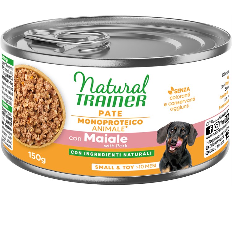 Natural Trainer Sensitive Monoproteico Mini Adult Maiale 150 gr Umido Cane