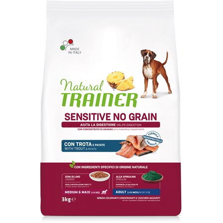 natural trainer sensitive no grain adult medium maxi trota 3 kg cane