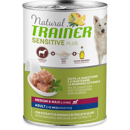 natural trainer sensitive plus adult medium maxi cavallo 400 gr umido cane