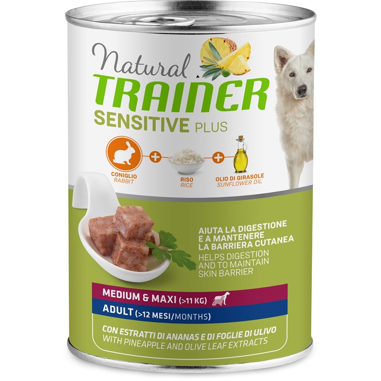 Natural Trainer Sensitive No Gluten Medium Adult Coniglio 400 gr Umido Cane