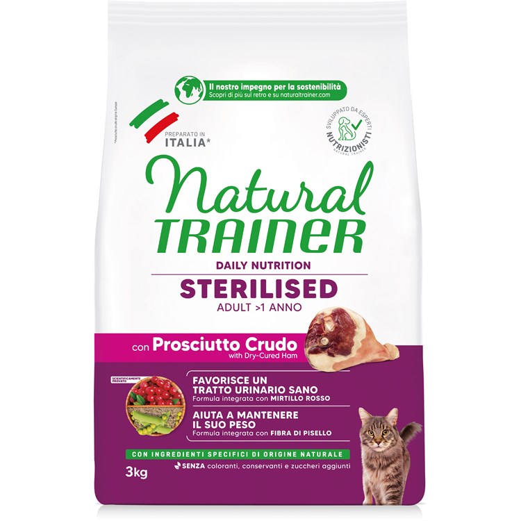 Natural Trainer Sterilised Prosciutto Crudo 3 kgr Gatto