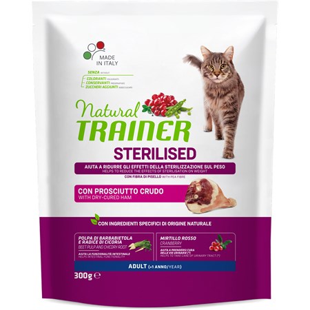 natural trainer sterilised prosciutto crudo 300 gr gatto