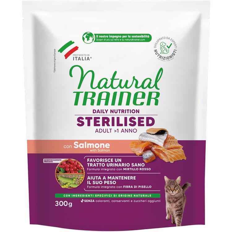 Natural Trainer Sterilised Salmone 300 gr Gatto