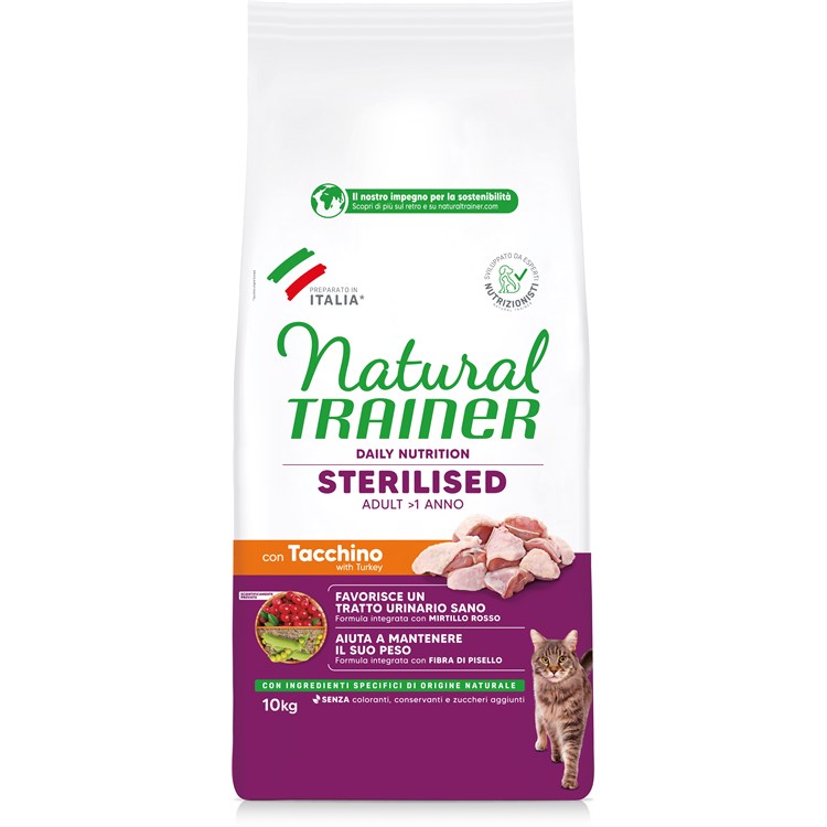 Natural Trainer Sterilised Tacchino 10 kg Gatto