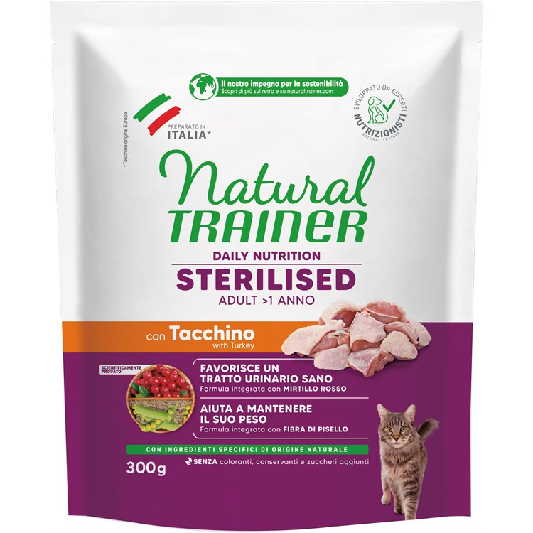 Natural Trainer Sterilised Tacchino 300 gr Gatto