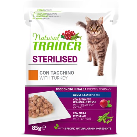 natural trainer sterilised tacchino bocconcini in salsa 85 gr busta