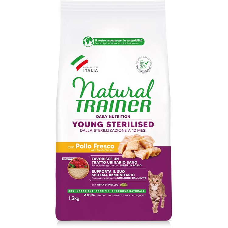 Natural Trainer Young Sterilised con Pollo 1,5 kg per Gattini