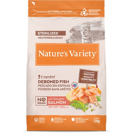 natures variety cat no grain sterilised salmone 3kg