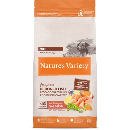 Nature's Variety Dog No Grain Adult Mini Salmone 7kg in Cani