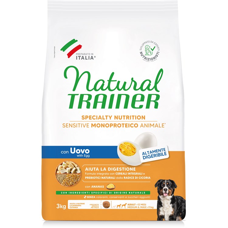 Natural Sensitive No Gluten  Medium & Maxi Adult con Uova 3 KG