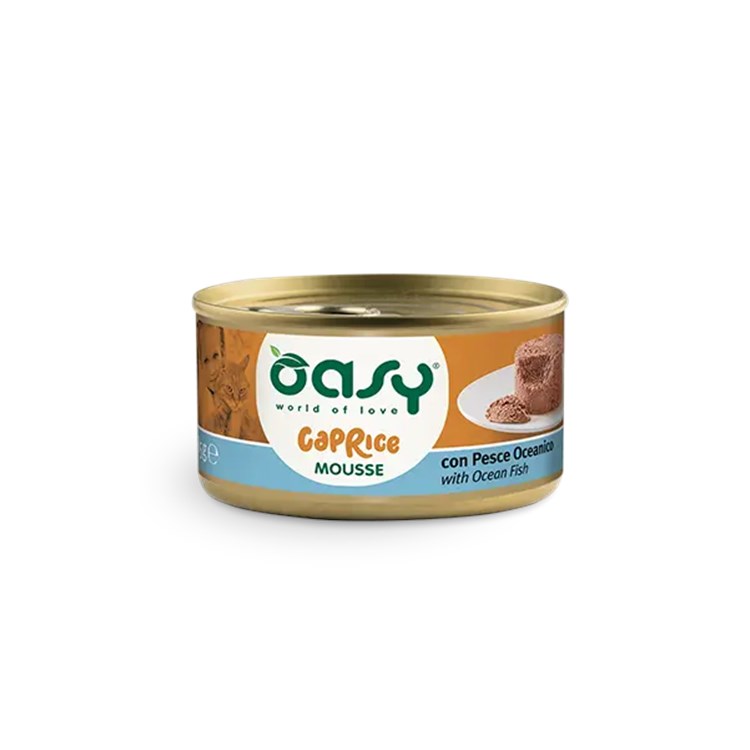 Oasy Caprice Mousse Con Pesce Oceanico 85 Gr Scatoletta per Gatti