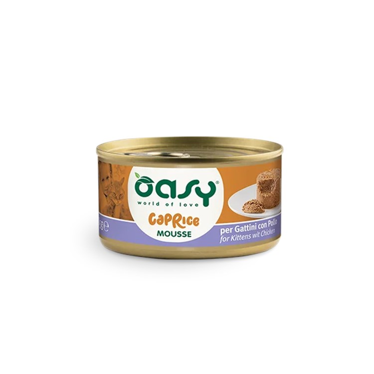 Oasy Caprice Mousse Kitten Con Pollo 85 Gr Scatoletta per Gattini