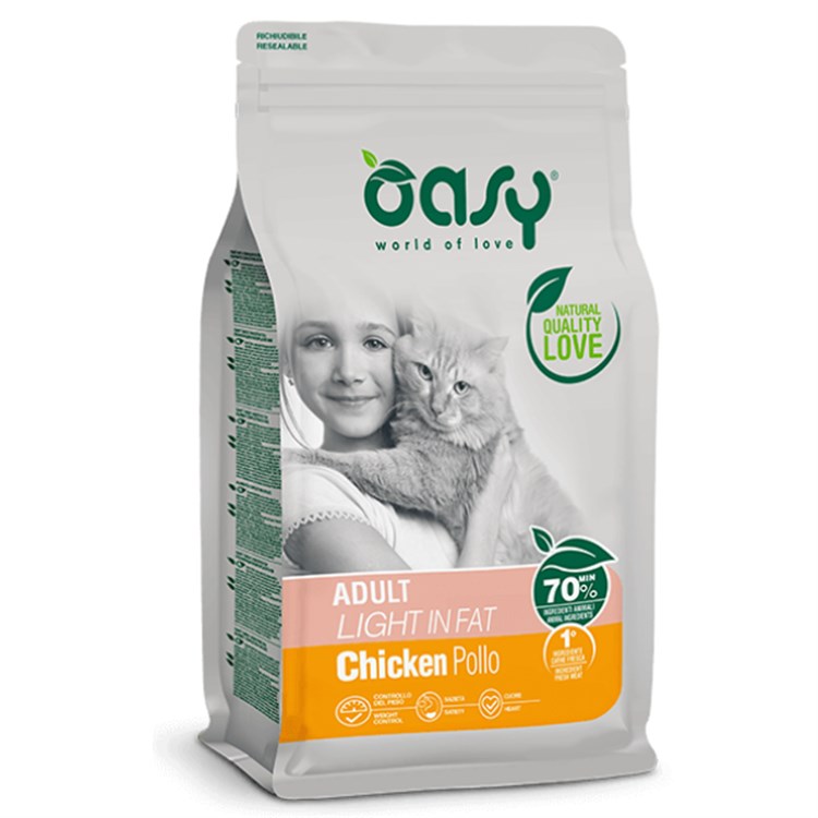 Oasy Cat Adult Light In Fat Pollo 1,5 kg Per Gatti