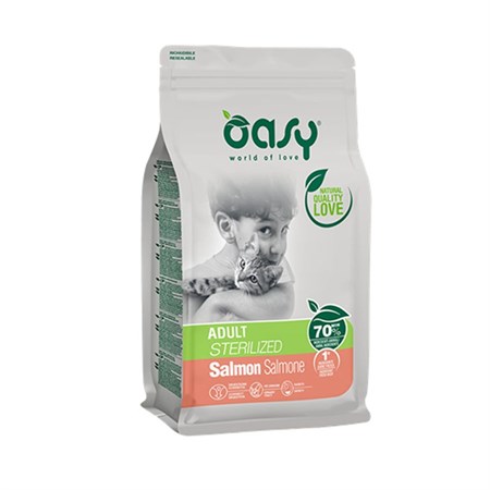 oasy cat adult sterilised salmone 1 5 kg per gatti