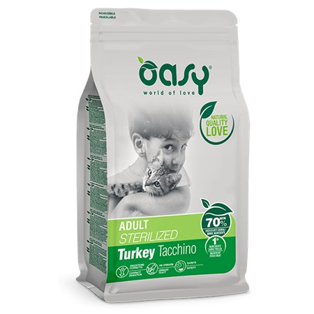 oasy cat adult sterilised tacchino 1 5 kg gatti sterilizzati