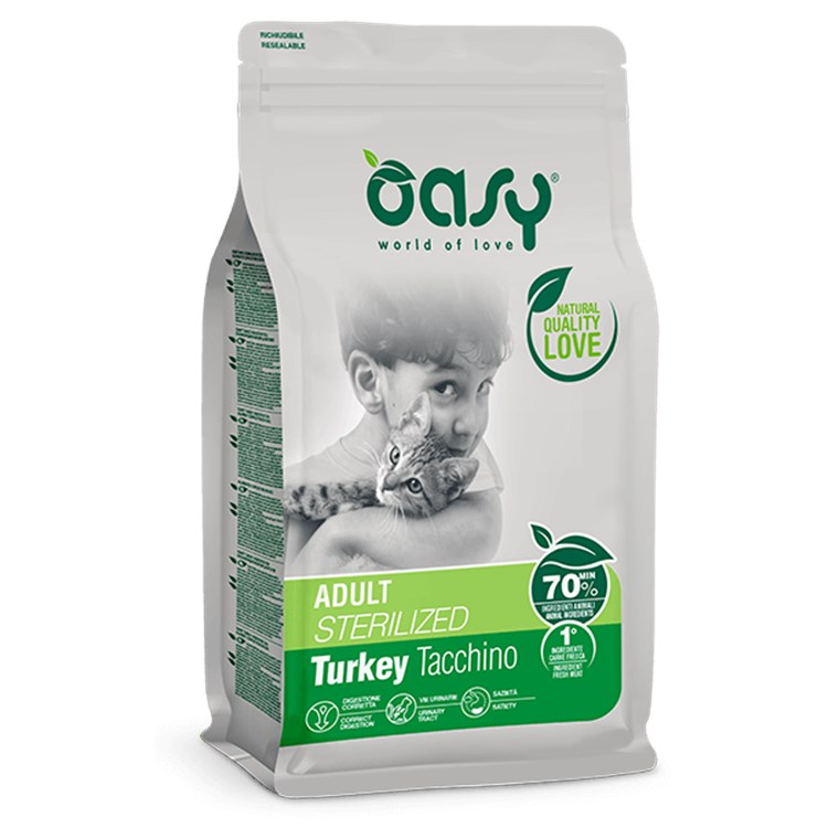 Oasy Cat Adult Sterilised Tacchino 1,5 Kg Gatti Sterilizzati