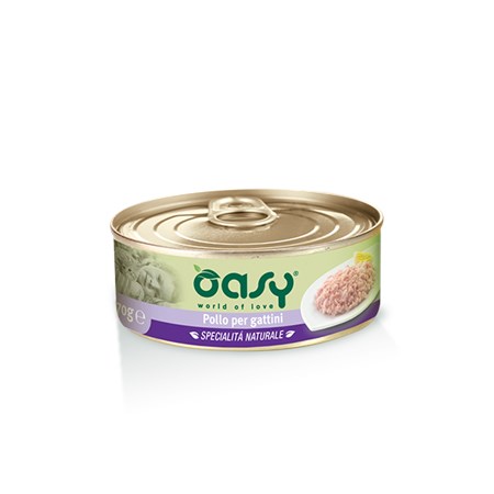 oasy cat kitten pollo lattina 70 gr umido per gattini