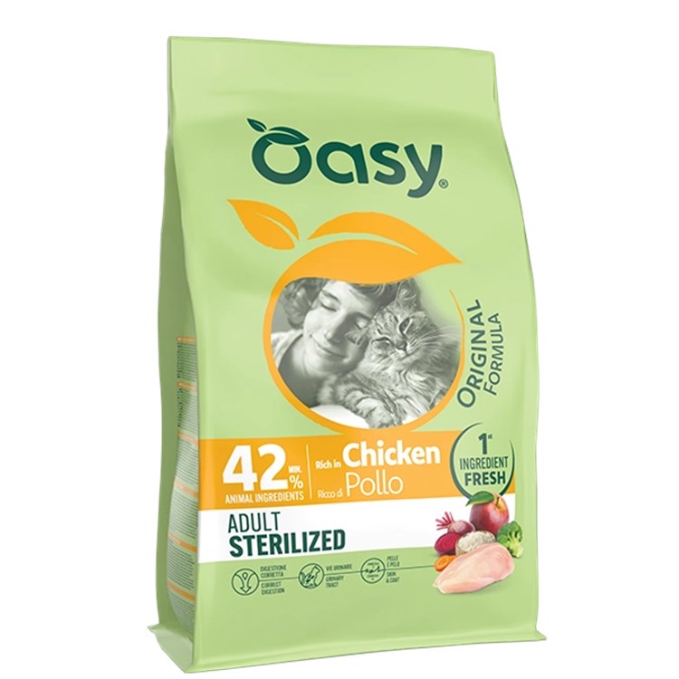 Oasy Cat Original Adult Sterilised Pollo 1,5 Kg Per Gatti