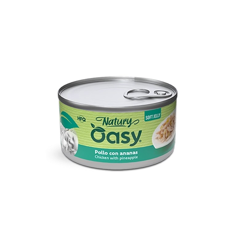 Oasy Cat Natury Soft Jelly Pollo con Ananas Lattina 85 gr Umido Per Gatti