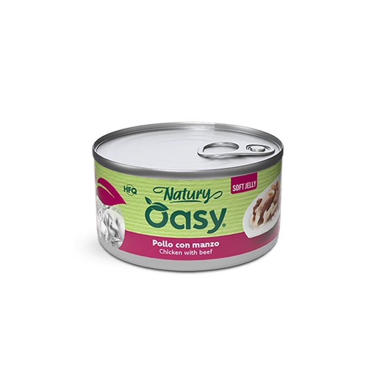 Oasy Natury Cat Soft Jelly Pollo Con Manzo 85 gr Lattina Umido Per Gatti