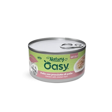 oasy cat pollo con prosciutto lattina 70 gr umido per gatti