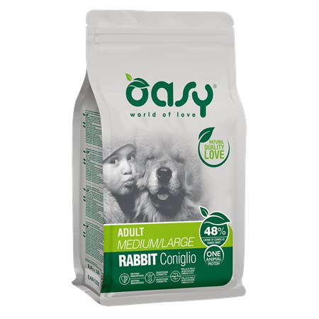 oasy dog adult medium large coniglio 12 kg monoproteico danneggiato